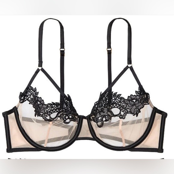 Victoria Secret Luxe Dragon Lace Bra Unlined Balconette Nude Lingerie 36C Nee - Picture 4 of 11